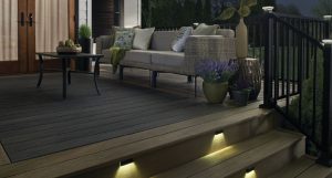 tropical black walnut decking at night