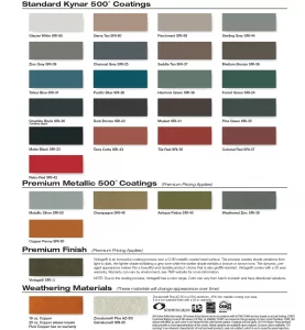 Taylor Metal Prducts Color Options - Conrad Lumber Co